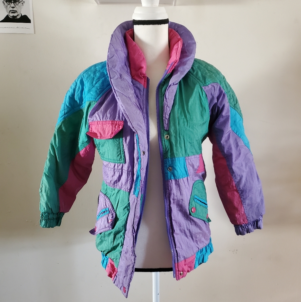 Vintage colorblocked little girl size 8 90s jacket